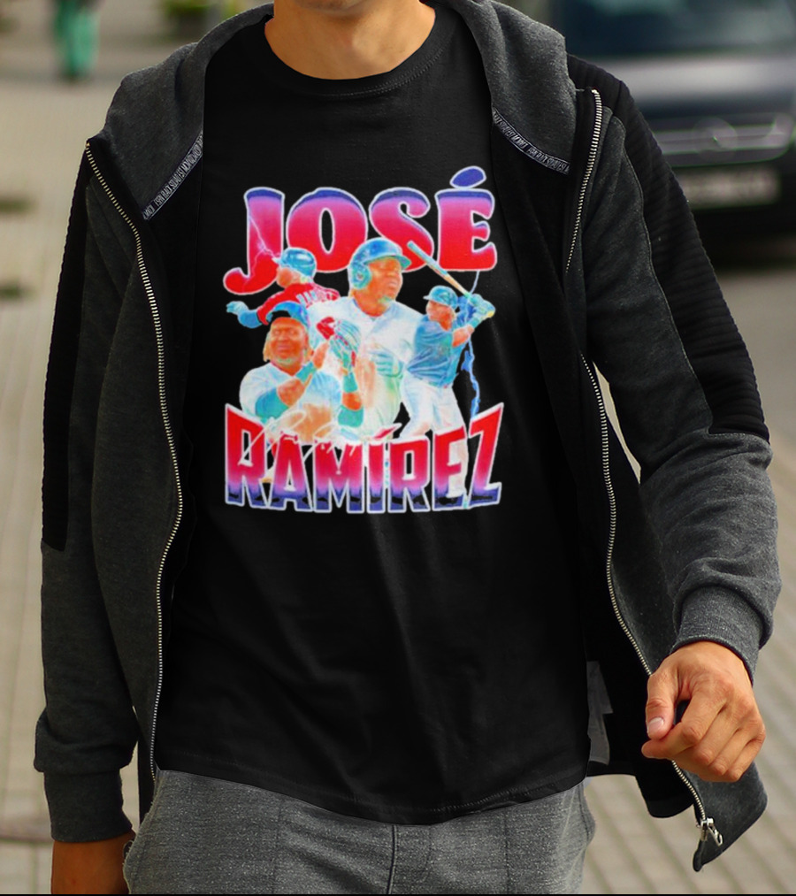 José Ramírez Signature Series Baseball Action Collage T-Shirt