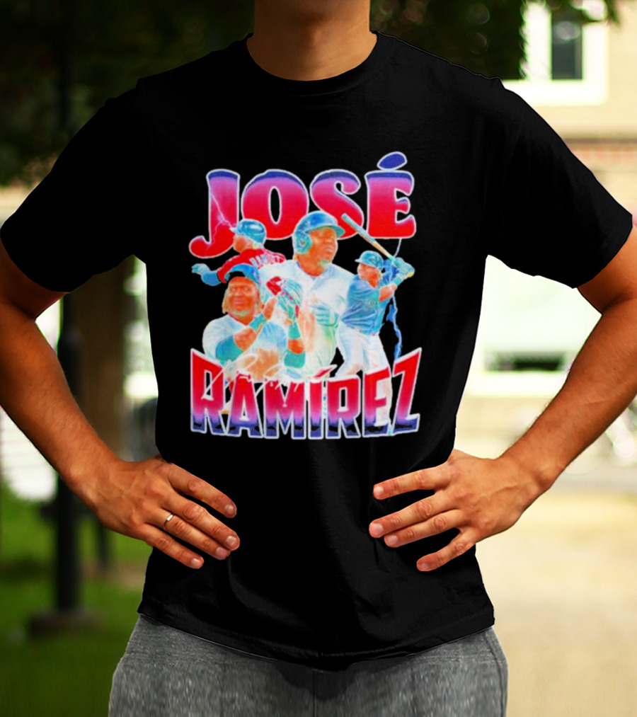 José Ramírez Signature Series Baseball Action Collage T-Shirt
