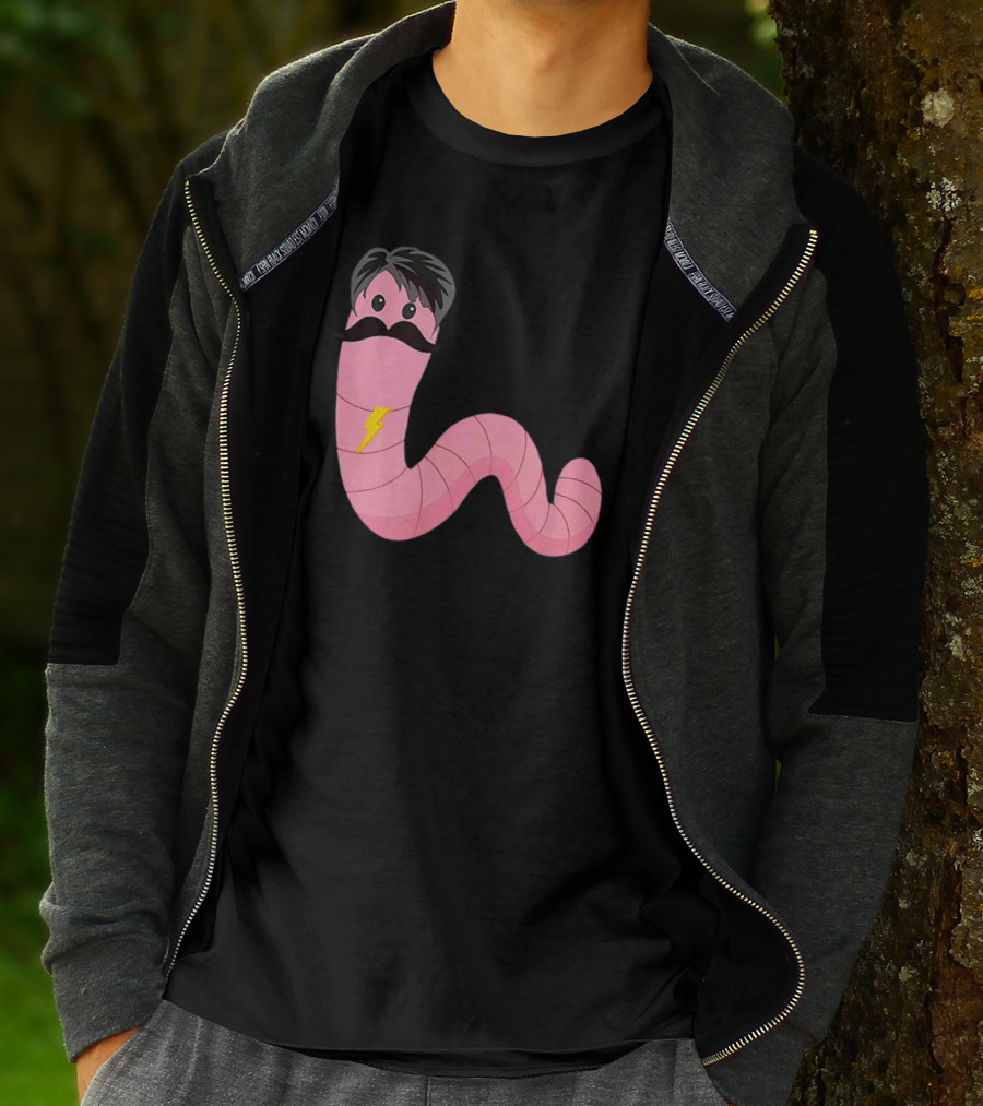 Worm With A Mustache James Tom Ariana Reality Lightning Bolt T-Shirt