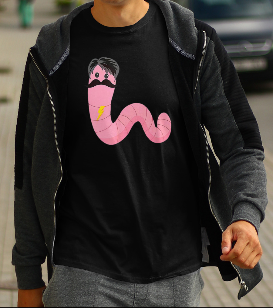 Worm With A Mustache James Tom Ariana Reality Lightning Bolt T-Shirt
