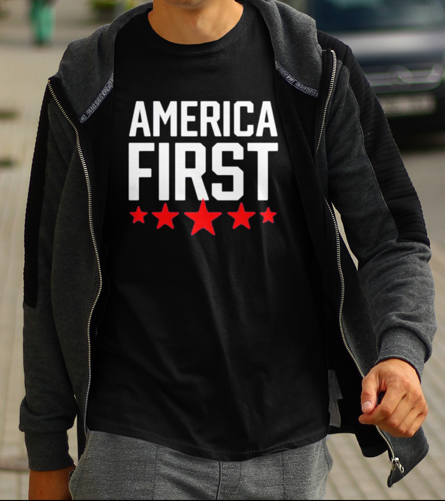 Scott Presler Wearing America First Red Stars T-Shirt