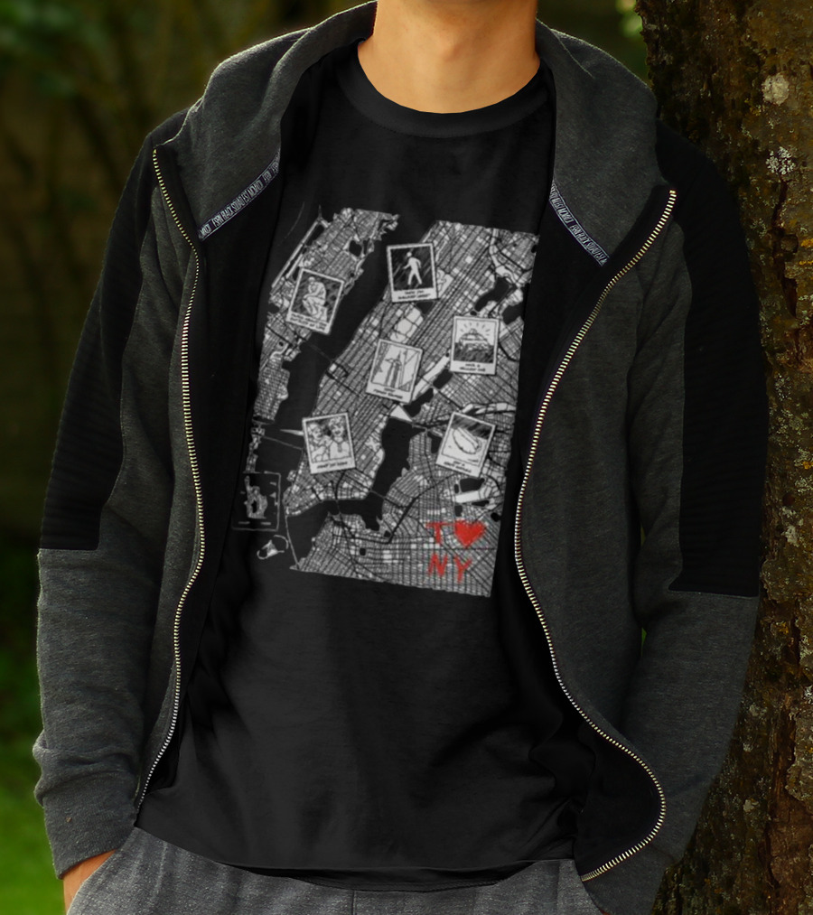 TommyInnit Merch T Love NY Map Icons And Polaroid Style Graphics T-Shirt