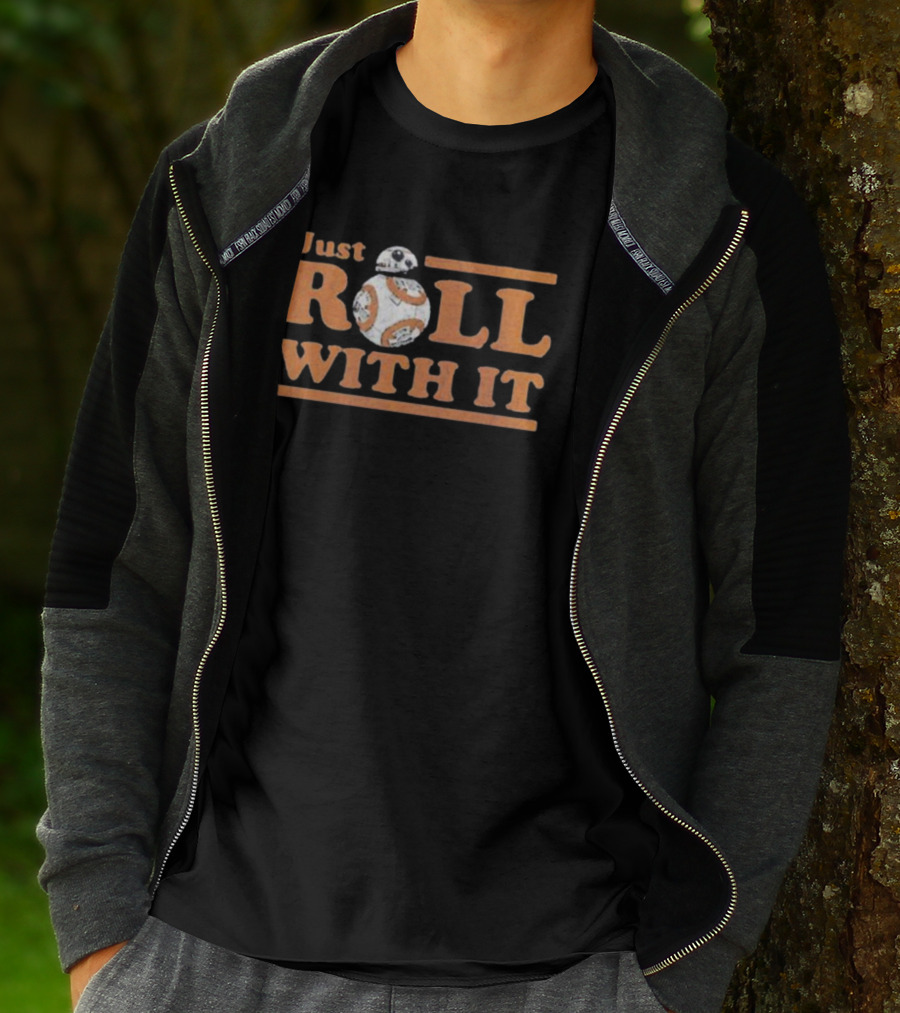 Star Wars BB-8 Just Roll With It Droid Character Fun Phrase T-Shirt