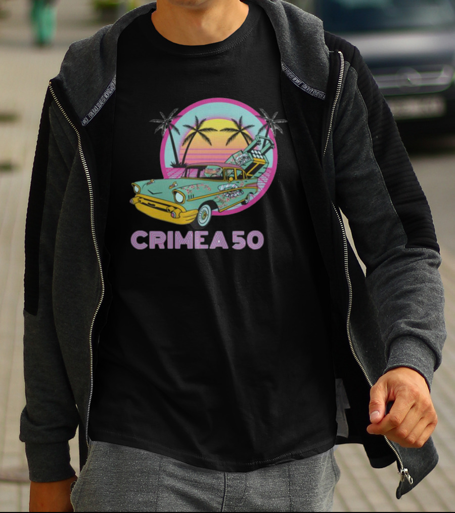 CRIMEA 50 NAFO HIMARS Vintage Sunset Car Scene T-Shirt