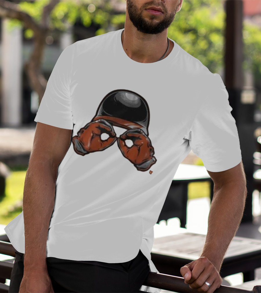 Baltimore Orioles Helmet And Gloves Holding Binoculars T-Shirt