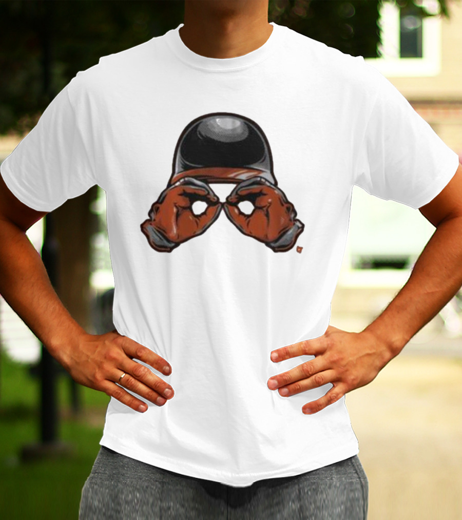 Baltimore Orioles Helmet And Gloves Holding Binoculars T-Shirt