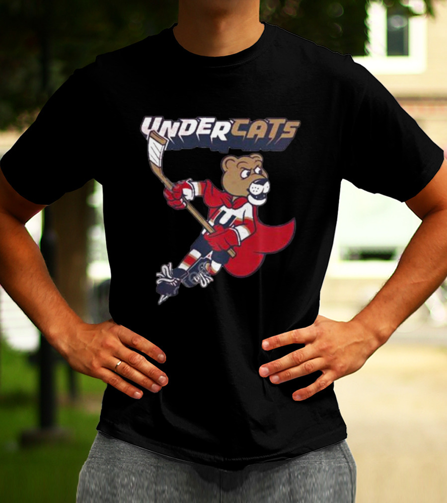 Undercats Bear Hockey Player With Cape T-Shirt