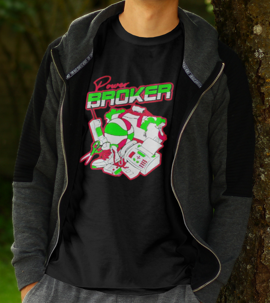 Power Broker Retro Tech And Sports Collage T-Shirt