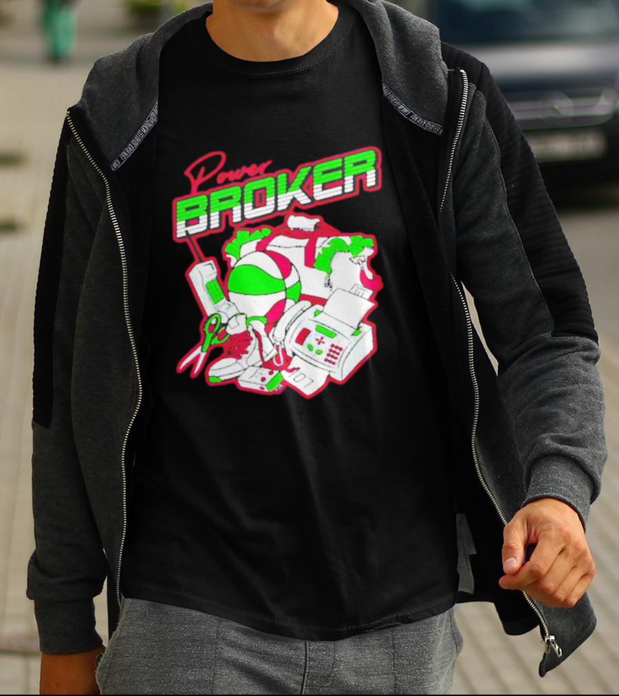 Power Broker Retro Tech And Sports Collage T-Shirt
