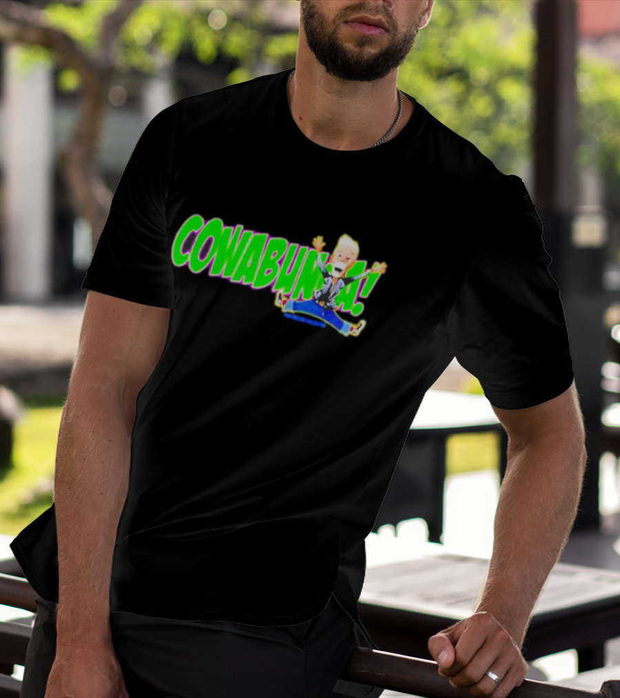 Rob Paulsen Cowabunga Cartoon Character Jumping Enthusiastically T-Shirt