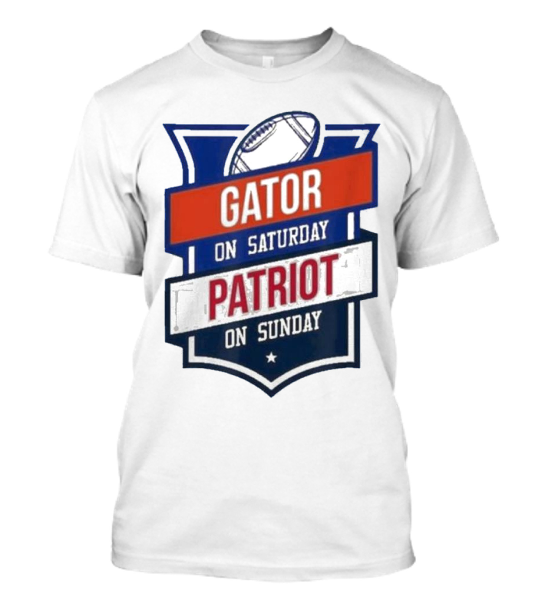 Gator On Saturday Patriot On Sunday Football Badge T-Shirt