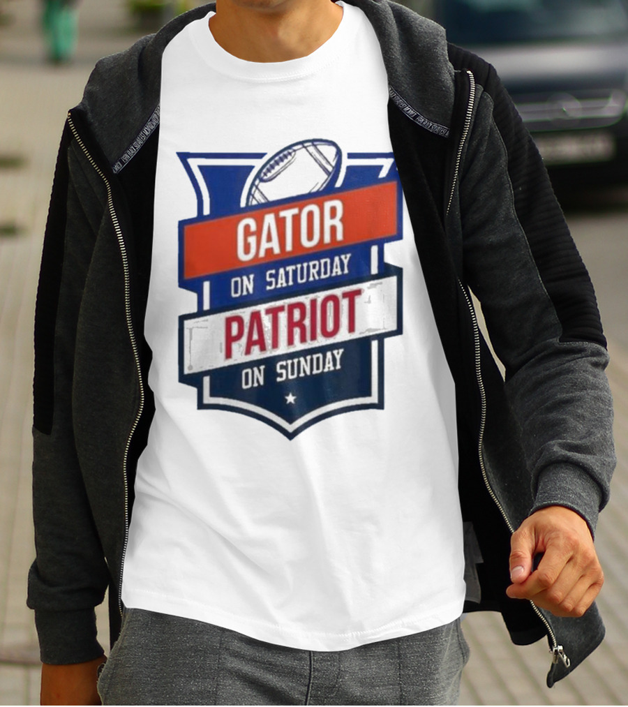 Gator On Saturday Patriot On Sunday Football Badge T-Shirt