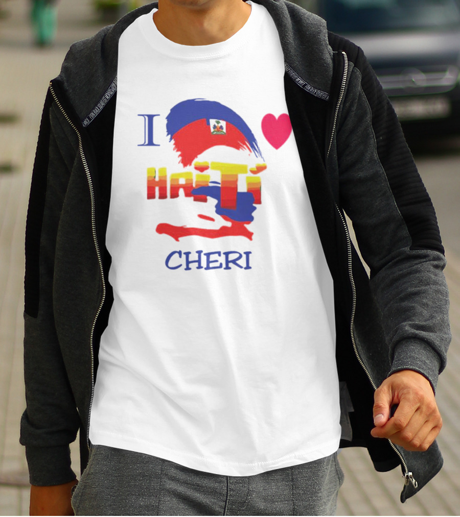 I Love Haiti Cheri Haitian Flag Heart T-Shirt