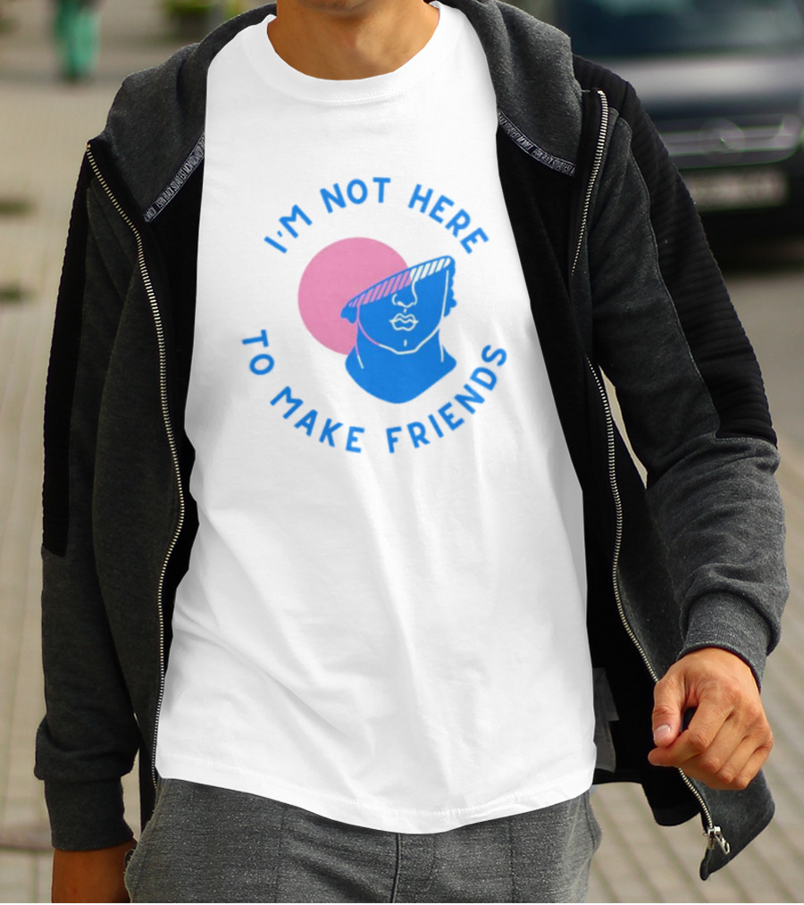 I’m Not Here To Make Friends Sam Smith Blue Pink Bust Sunglasses T-Shirt