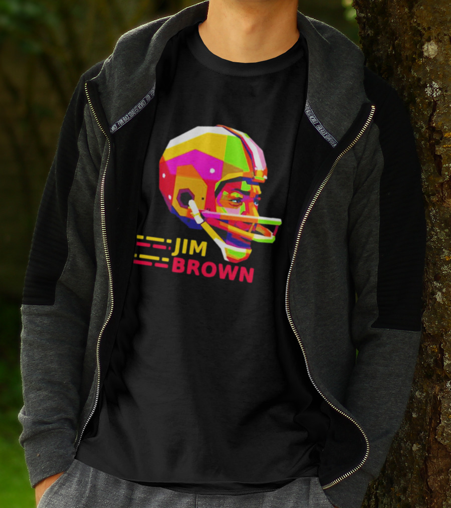 Jim Brown Vibrant Helmet Portrait Pop T-Shirt