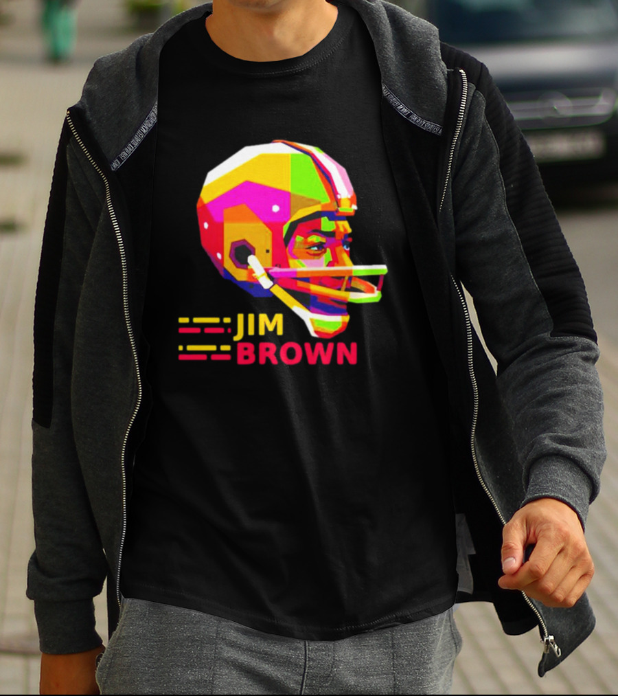 Jim Brown Vibrant Helmet Portrait Pop T-Shirt