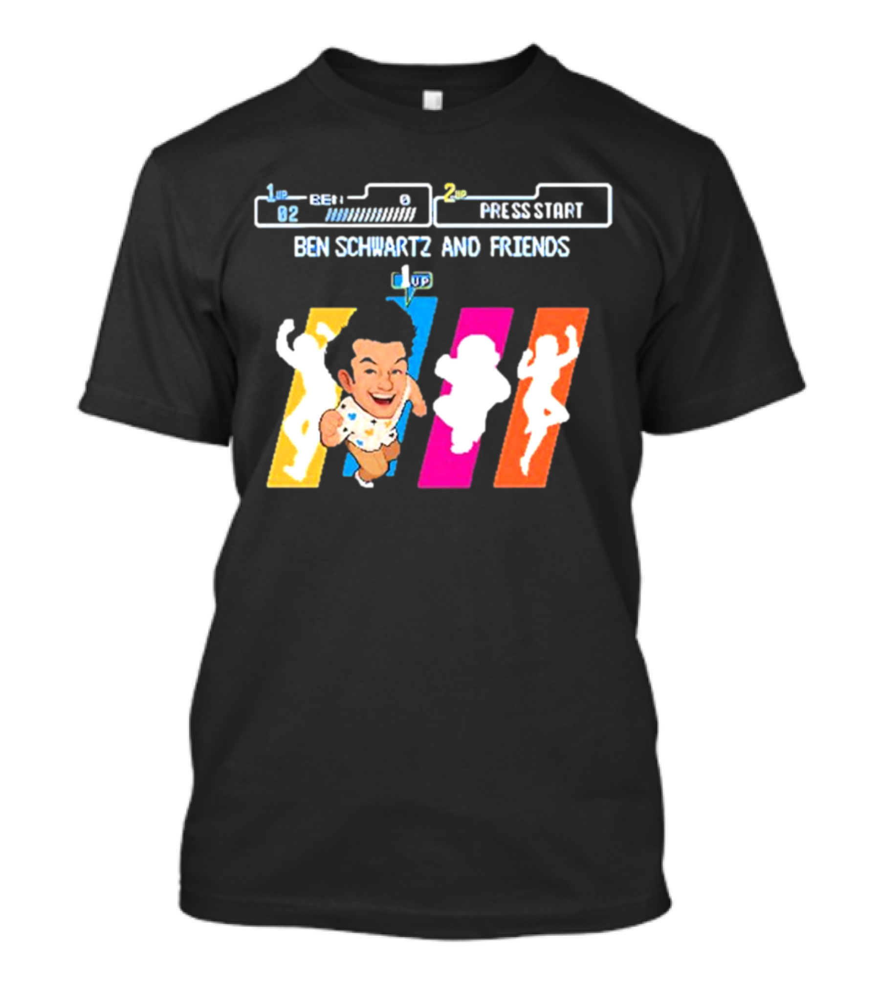 Ben Schwartz And Friends One Up Press Start Retro Gaming T-Shirt