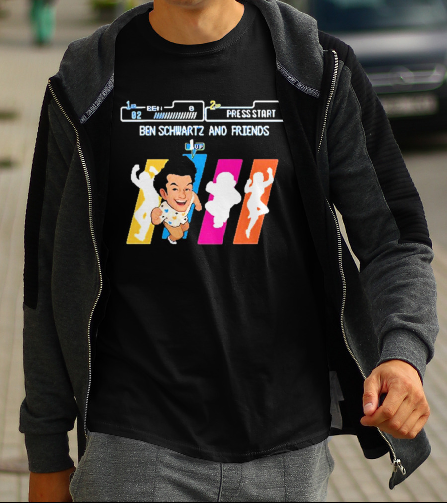 Ben Schwartz And Friends One Up Press Start Retro Gaming T-Shirt