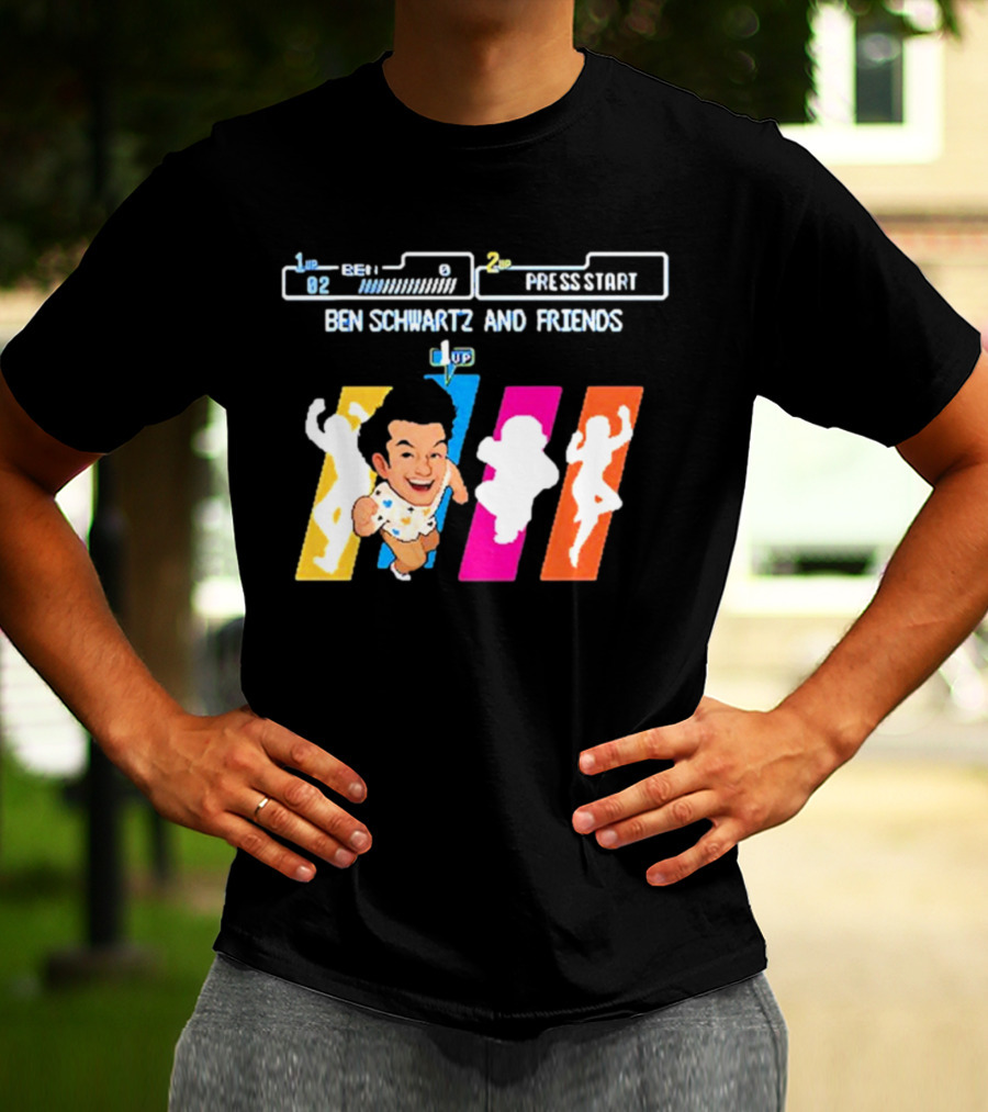 Ben Schwartz And Friends One Up Press Start Retro Gaming T-Shirt