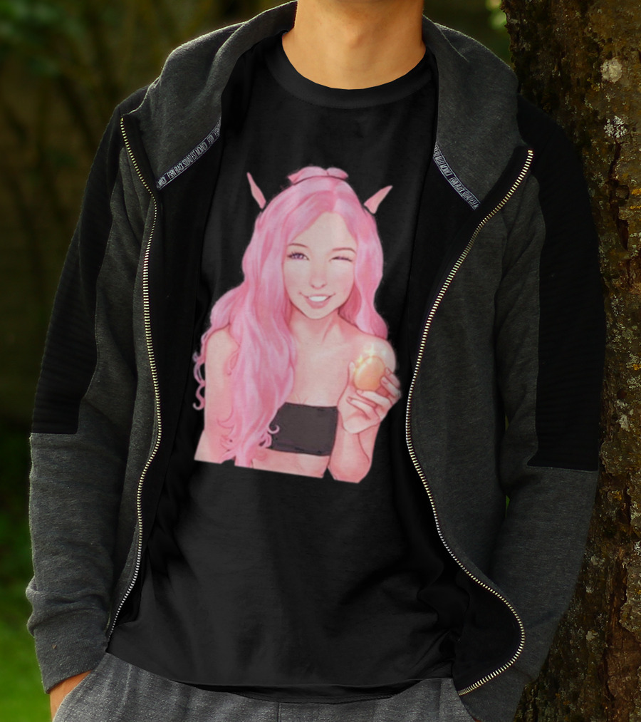 Belle Delphine Pink Hair Winking Holding Golden Egg Fantasy T-Shirt