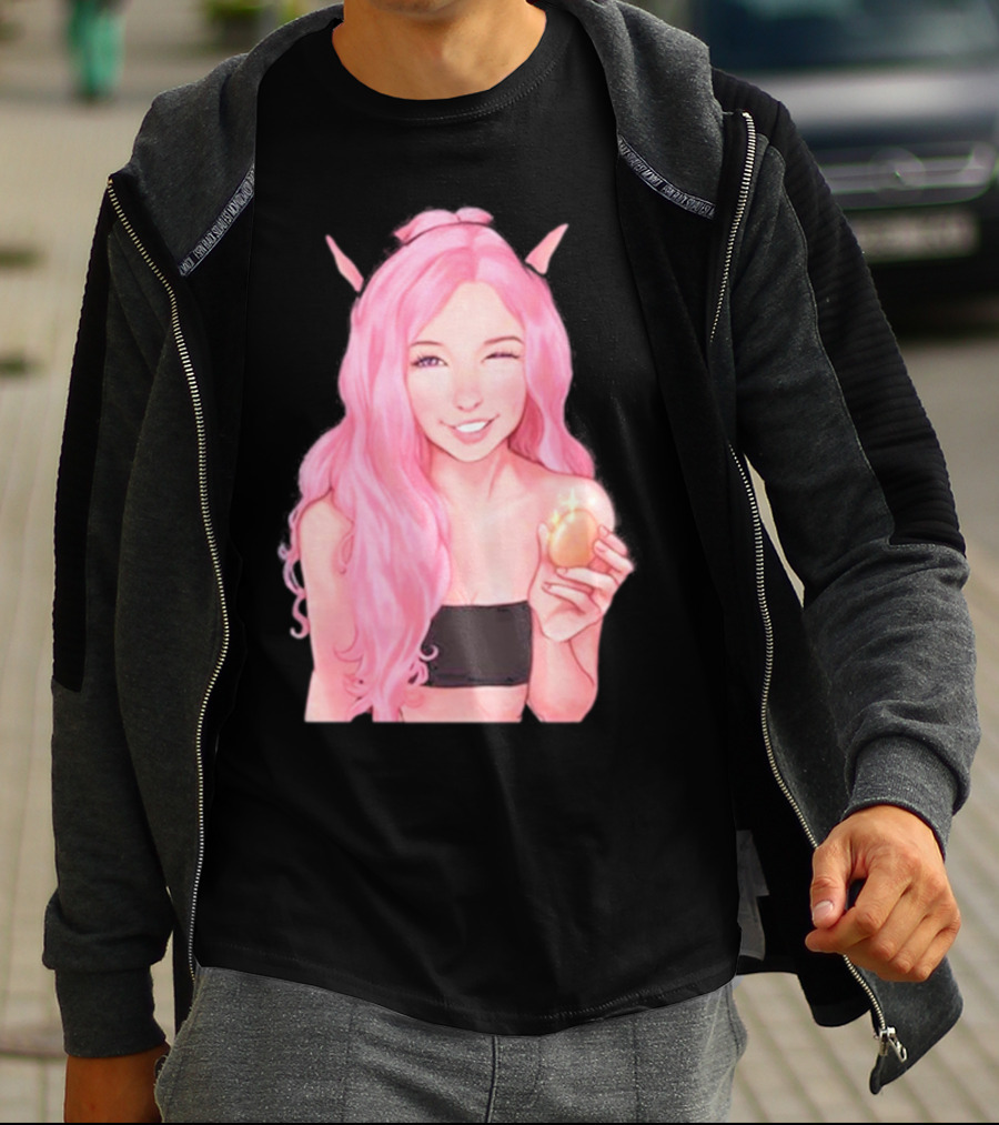 Belle Delphine Pink Hair Winking Holding Golden Egg Fantasy T-Shirt