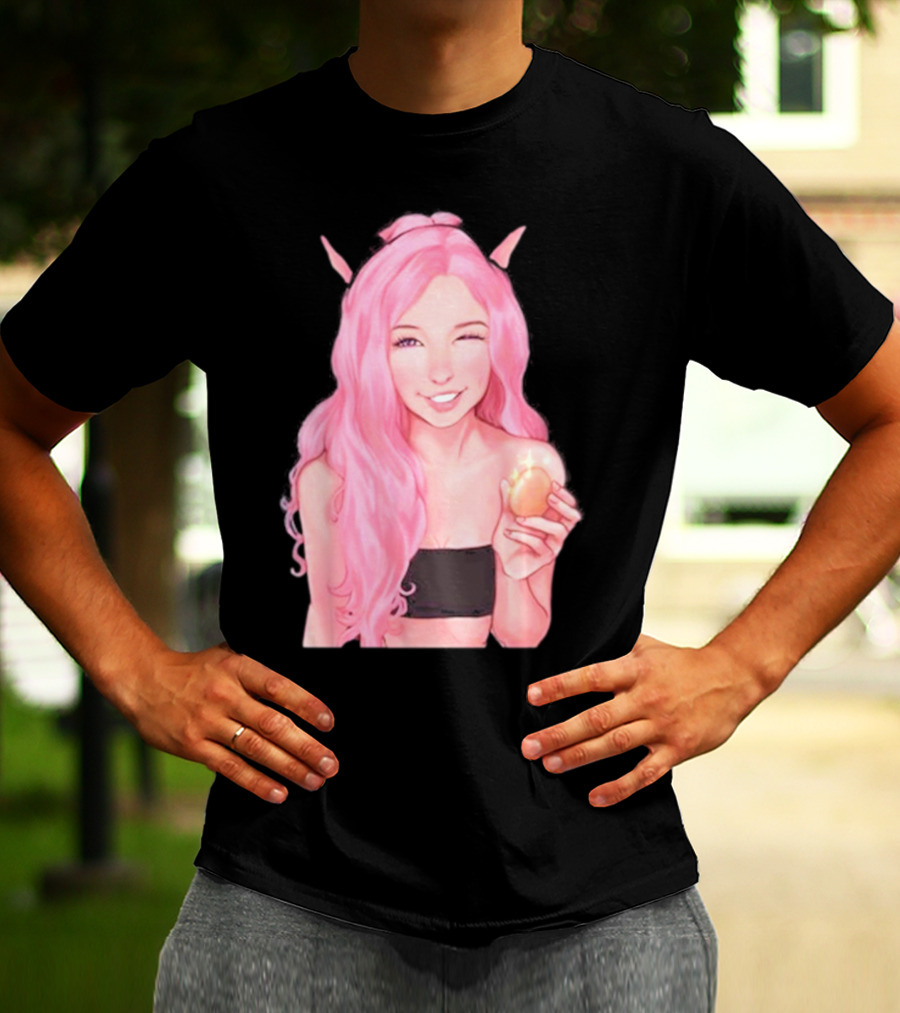 Belle Delphine Pink Hair Winking Holding Golden Egg Fantasy T-Shirt