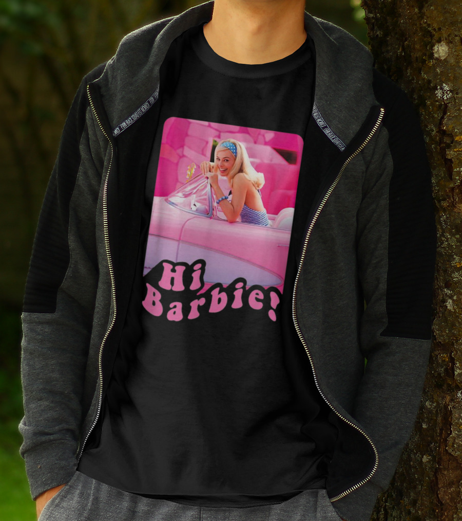 Barbie The Movie Hi Barbie Pink Car Scene T-Shirt