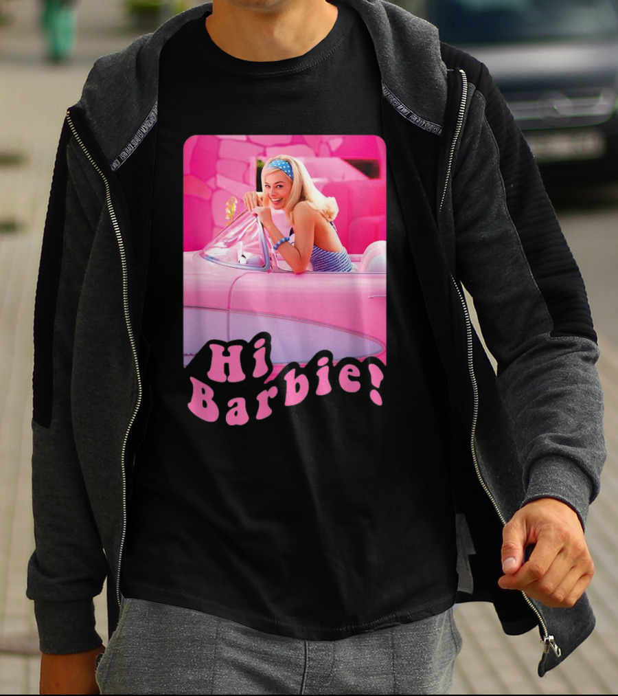 Barbie The Movie Hi Barbie Pink Car Scene T-Shirt