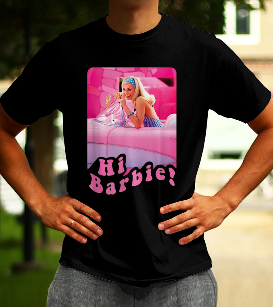 Barbie The Movie Hi Barbie Pink Car Scene T-Shirt