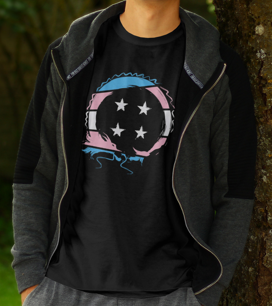 Sharkrobot Team Four Star Trans Pride Circle With Stars T-Shirt