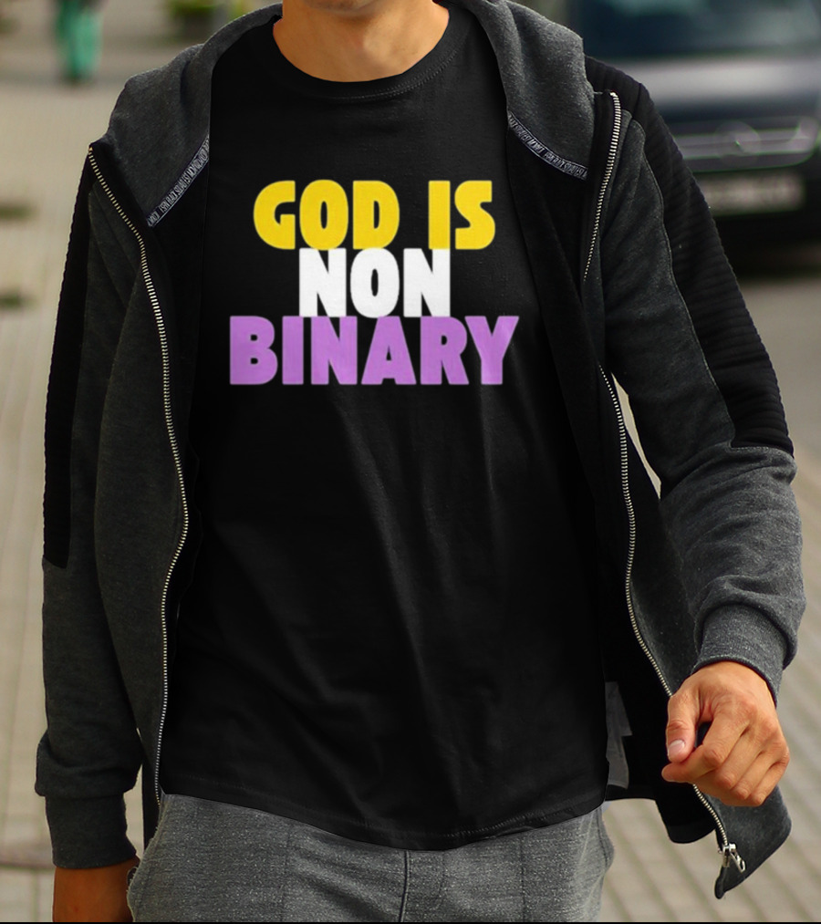 John Pavlovitz God Is Non-Binary Statement In Yellow, White, And Purple T-Shirt