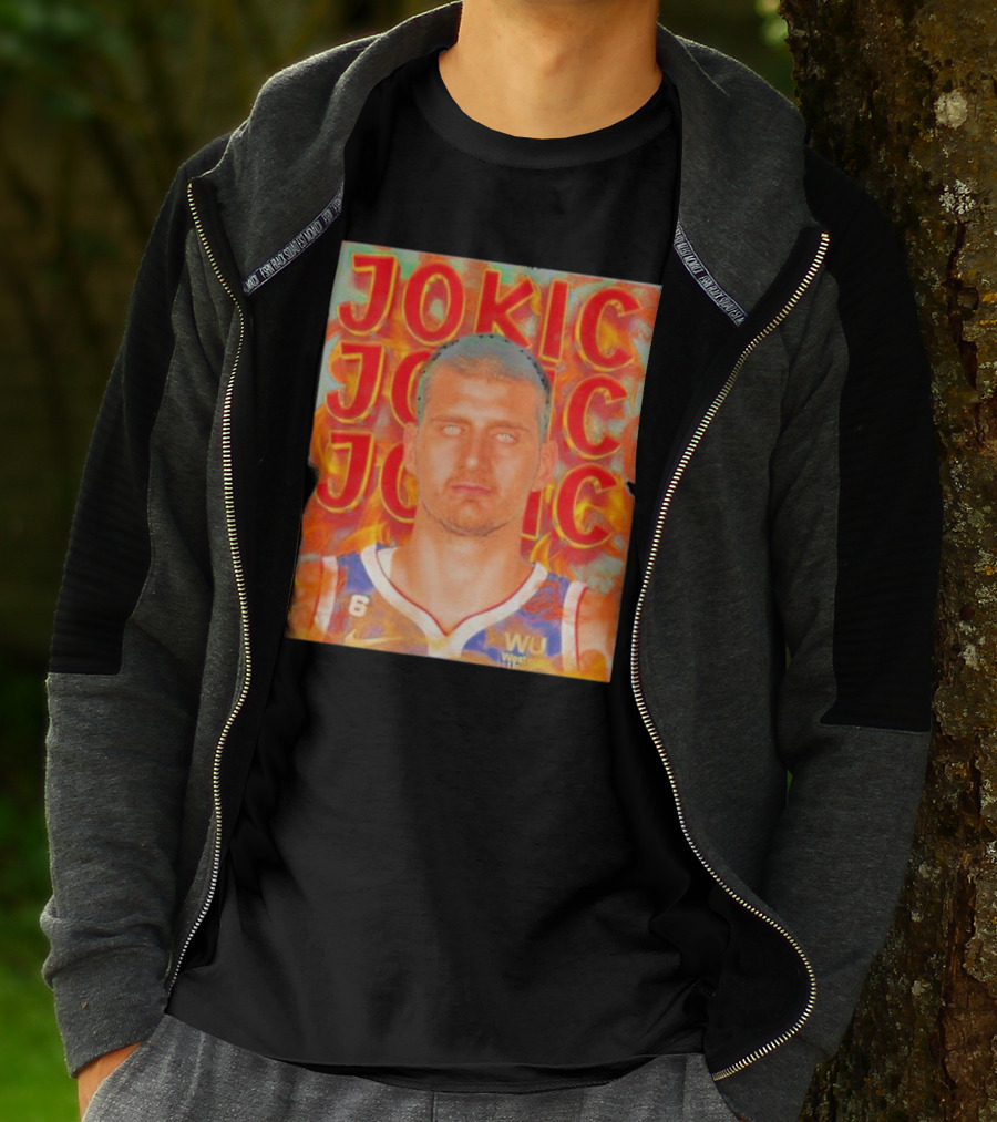 Jokic Fire Flames Photo Basketball T-Shirt