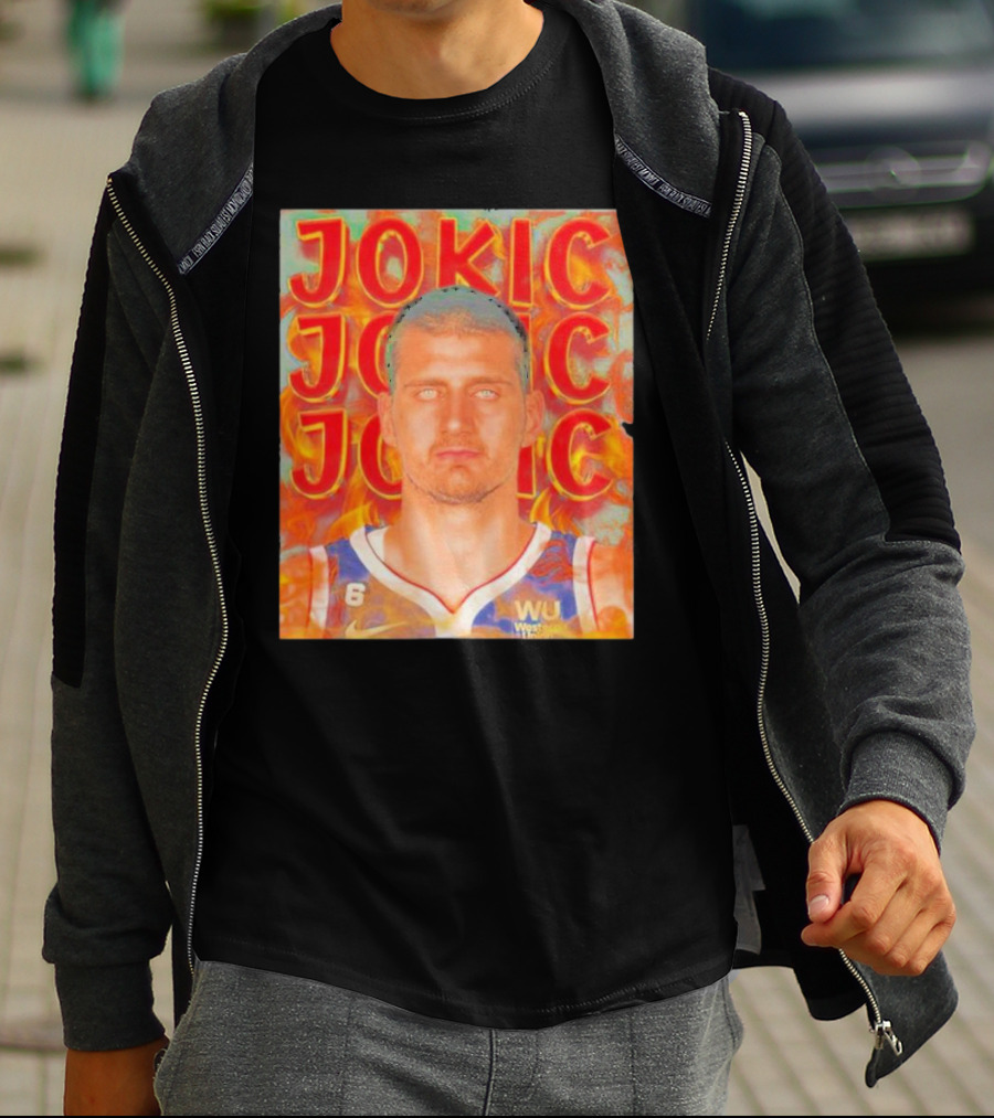 Jokic Fire Flames Photo Basketball T-Shirt
