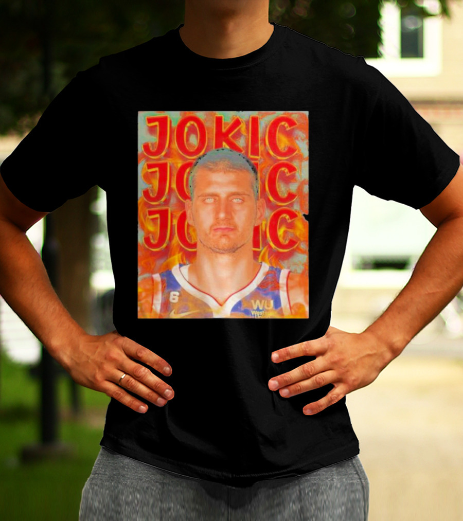Jokic Fire Flames Photo Basketball T-Shirt
