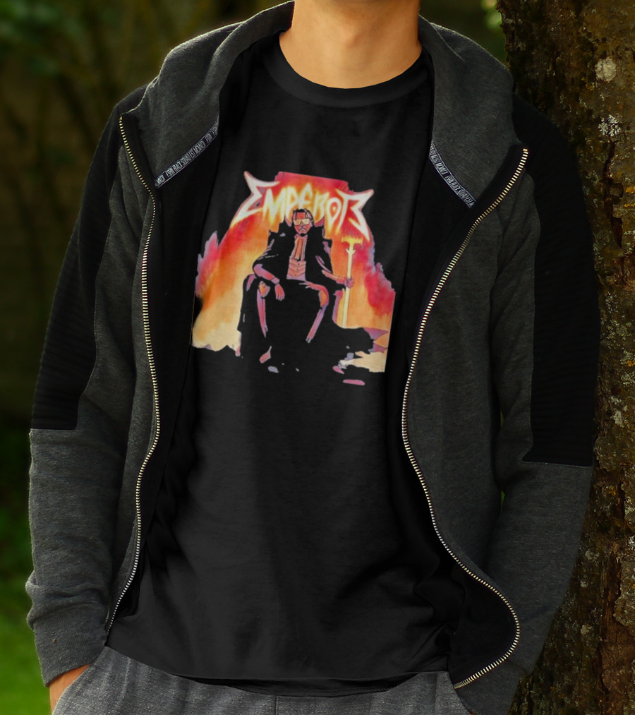 Don Temp Emperor Throne With Gothic Style Flames And Cape T-Shirt