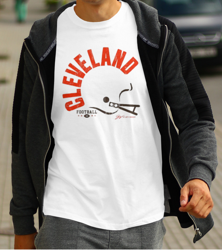 Cleveland Football Helmet Bold Type T-Shirt