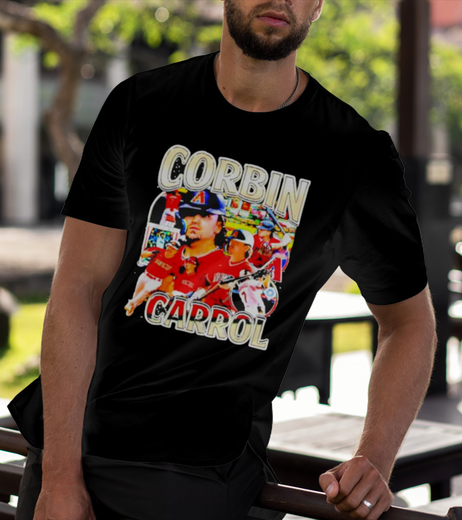CORBIN CARROL BASEBALL VINTAGE PLAYER ACTION COLLAGE T-Shirt