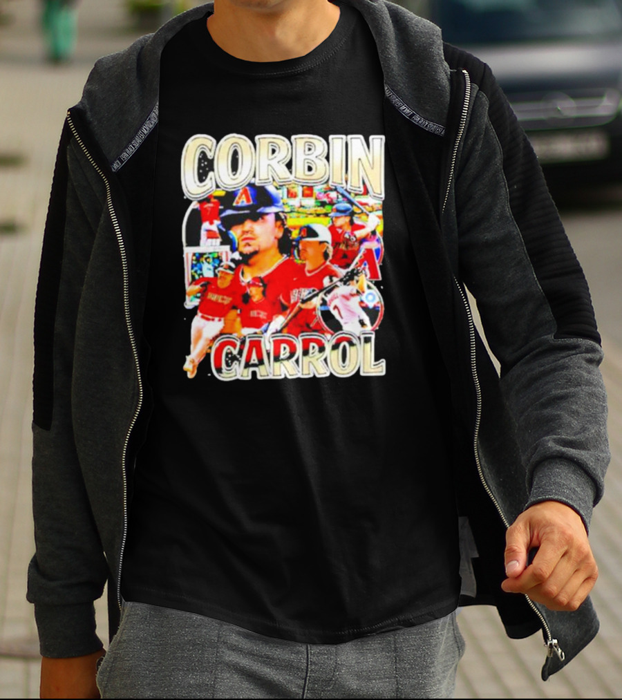 CORBIN CARROL BASEBALL VINTAGE PLAYER ACTION COLLAGE T-Shirt