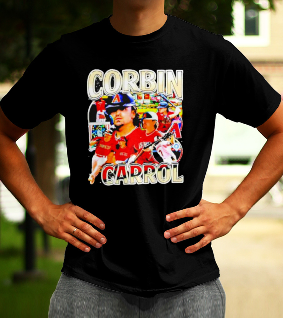 CORBIN CARROL BASEBALL VINTAGE PLAYER ACTION COLLAGE T-Shirt