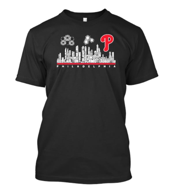 Philadelphia Skyline Phillies Players Legends Names Iconic T-Shirt