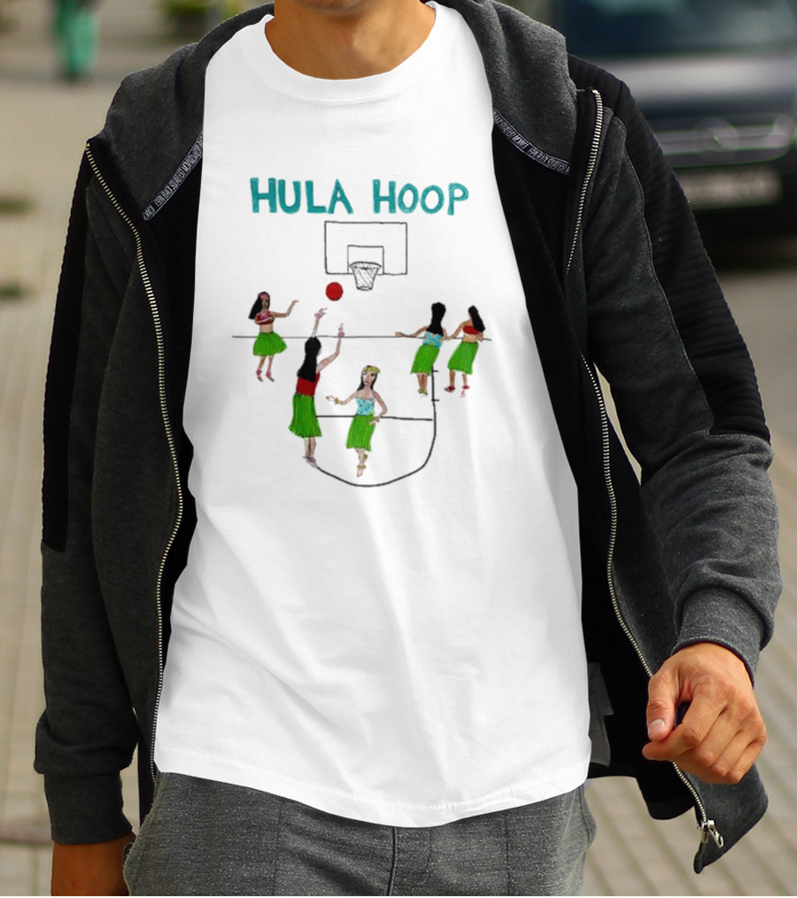 Hula Hoop Basketball Hula Dancers Court Scene T-Shirt