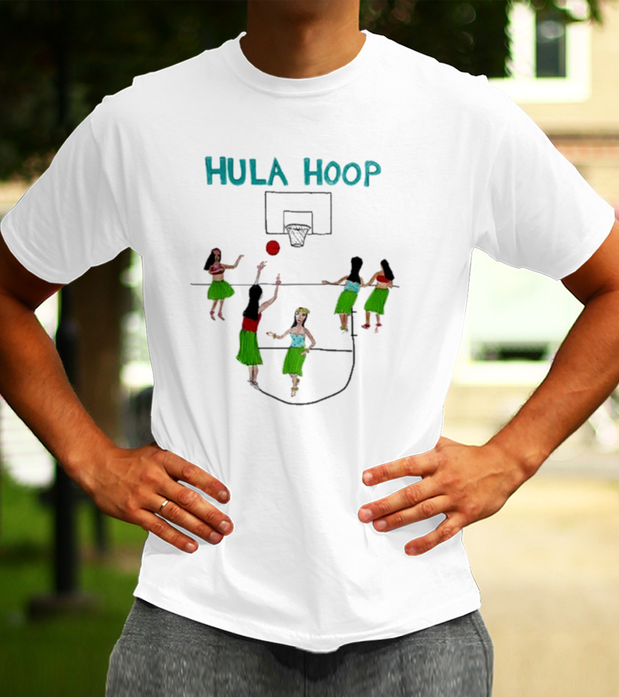 Hula Hoop Basketball Hula Dancers Court Scene T-Shirt