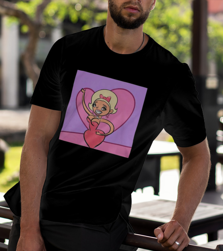 Jaymes Mansfield Cartoon Heart Outfit Pink Background T-Shirt