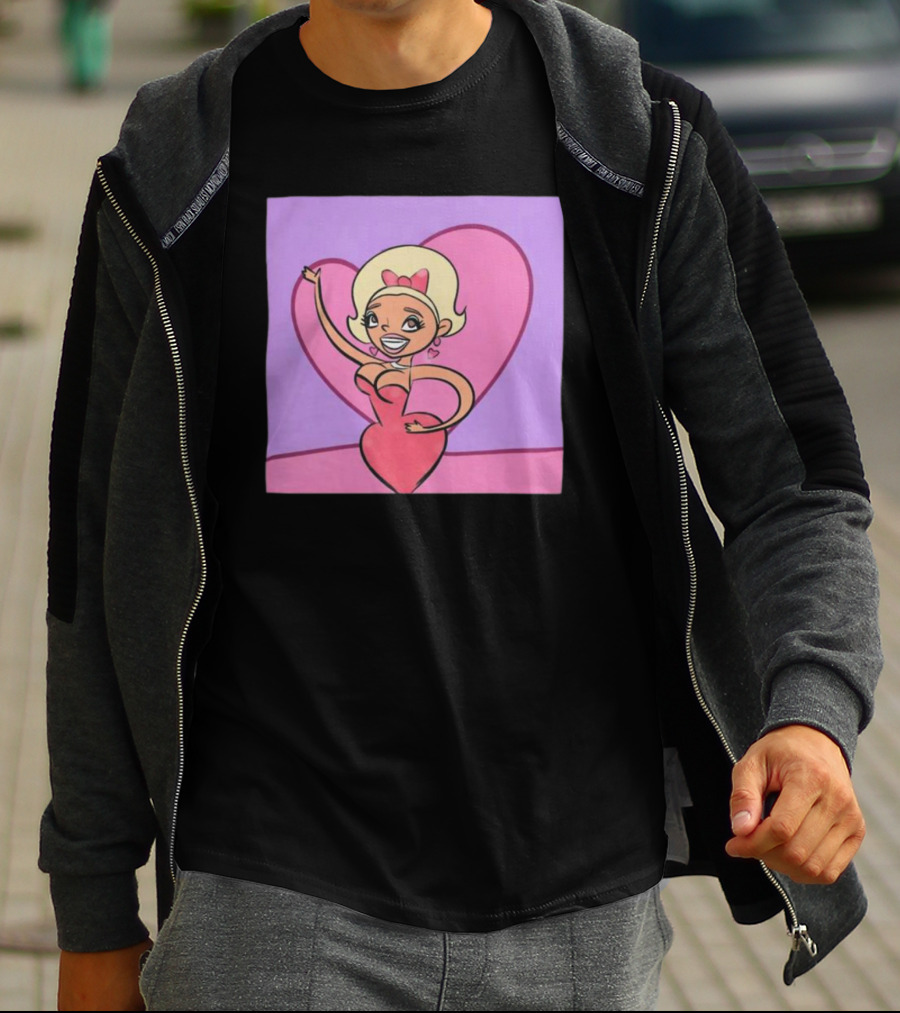 Jaymes Mansfield Cartoon Heart Outfit Pink Background T-Shirt