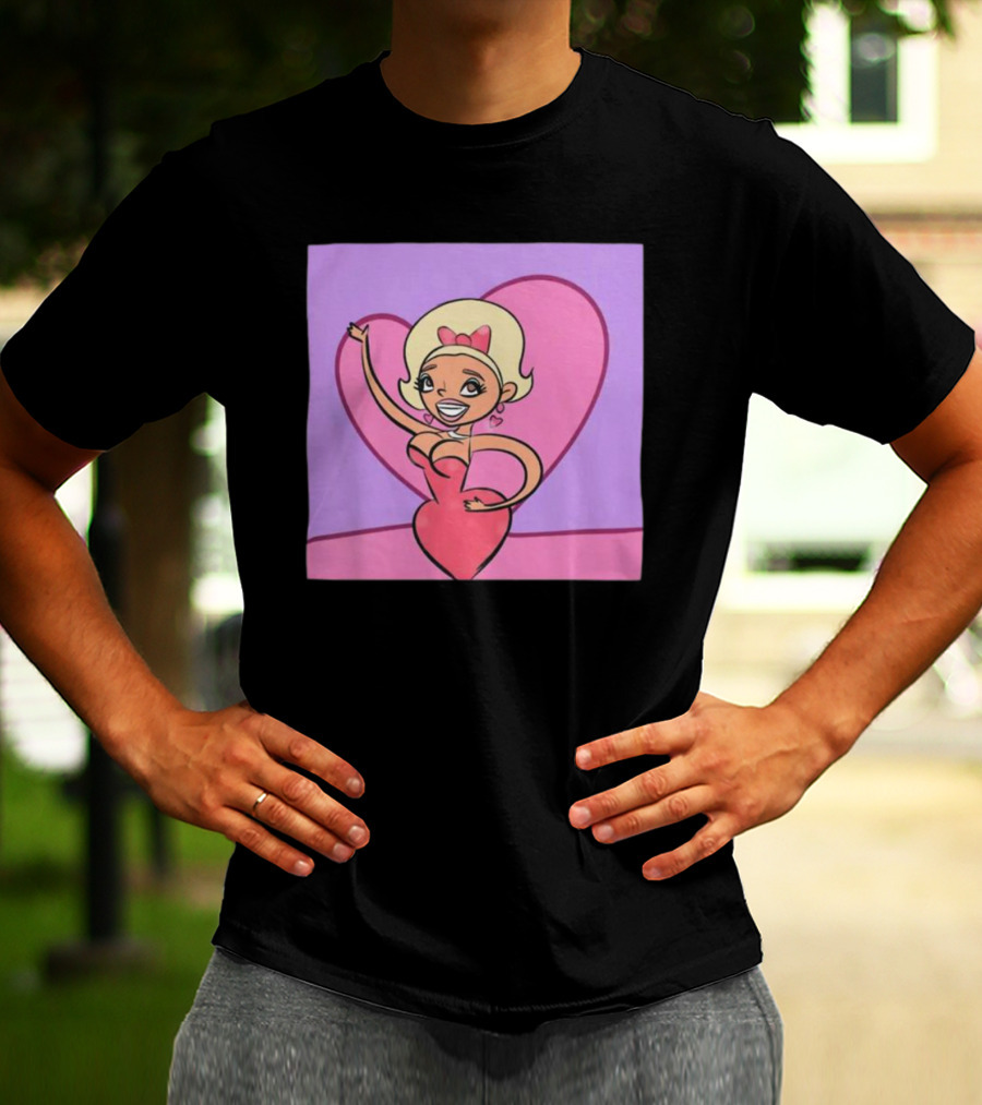 Jaymes Mansfield Cartoon Heart Outfit Pink Background T-Shirt