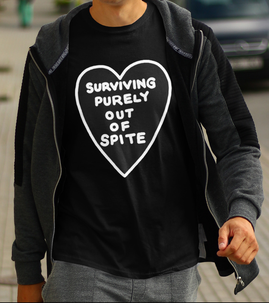 Surviving Purely Out Of Spite Heart Motif T-Shirt