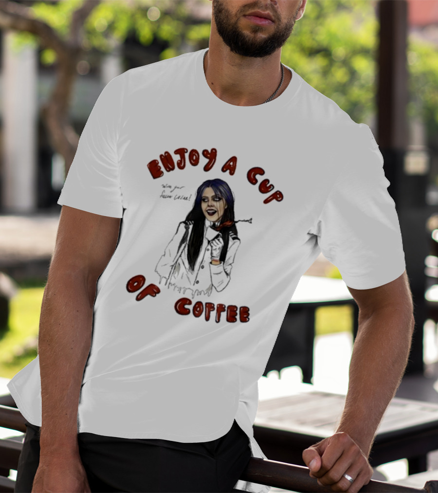 Enjoy A Cup Of Coffee Kim Dracula Halloween T-Shirt