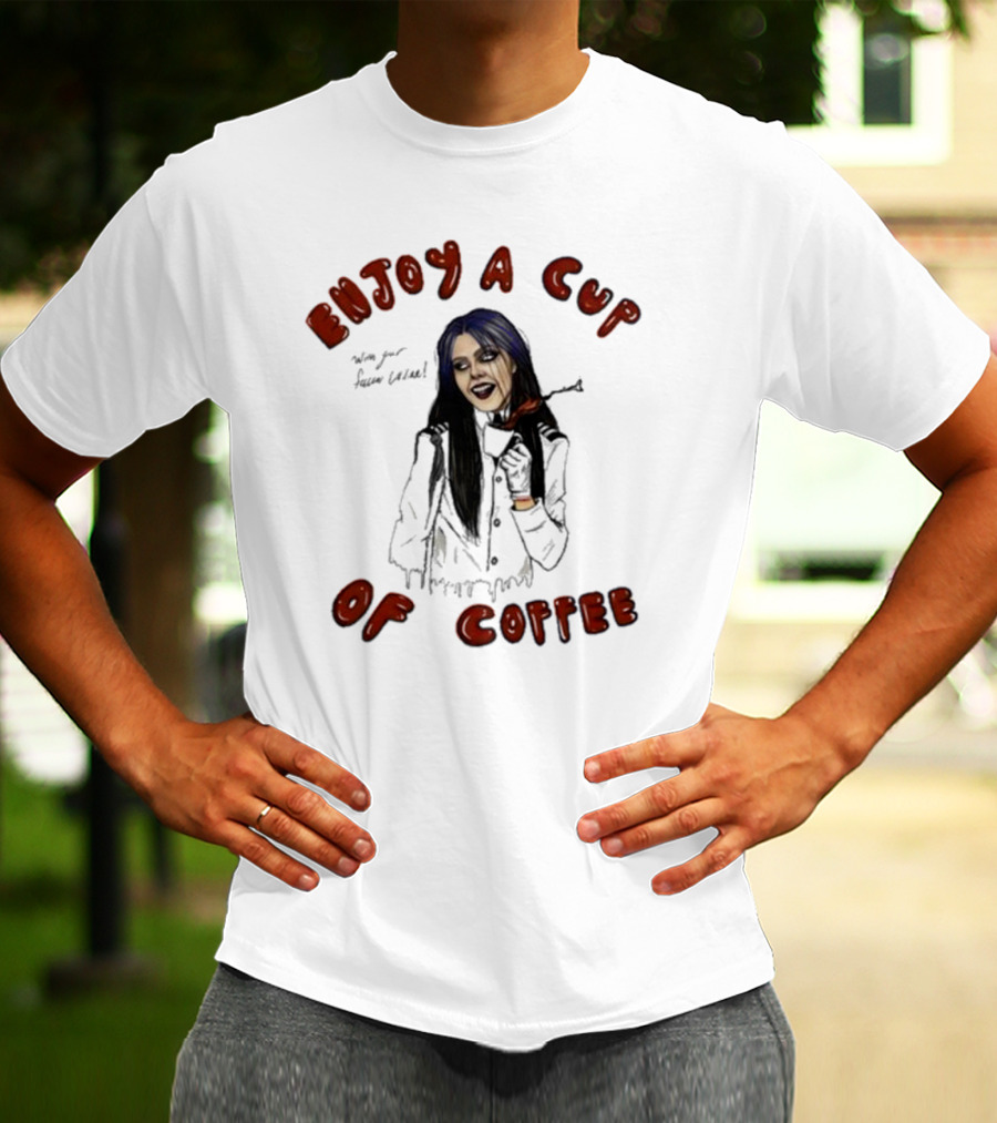 Enjoy A Cup Of Coffee Kim Dracula Halloween T-Shirt