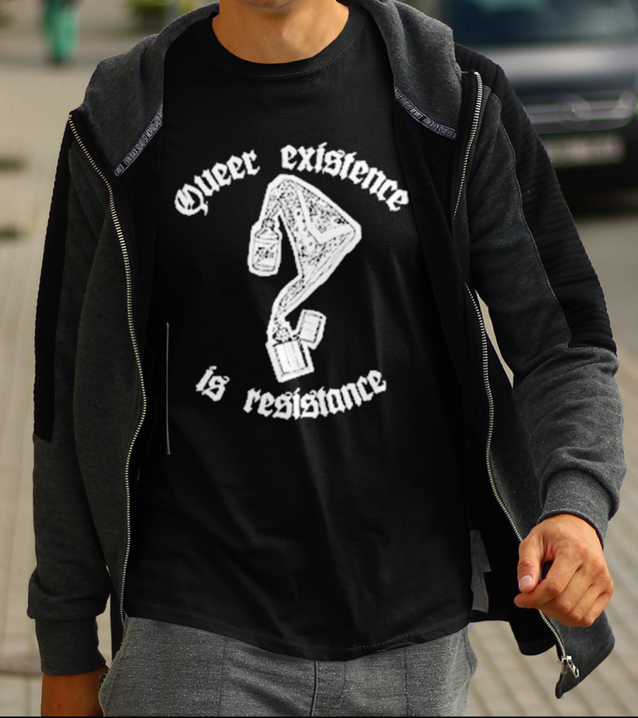 Queer Existence Is Resistance Question Mark Graffiti T-Shirt
