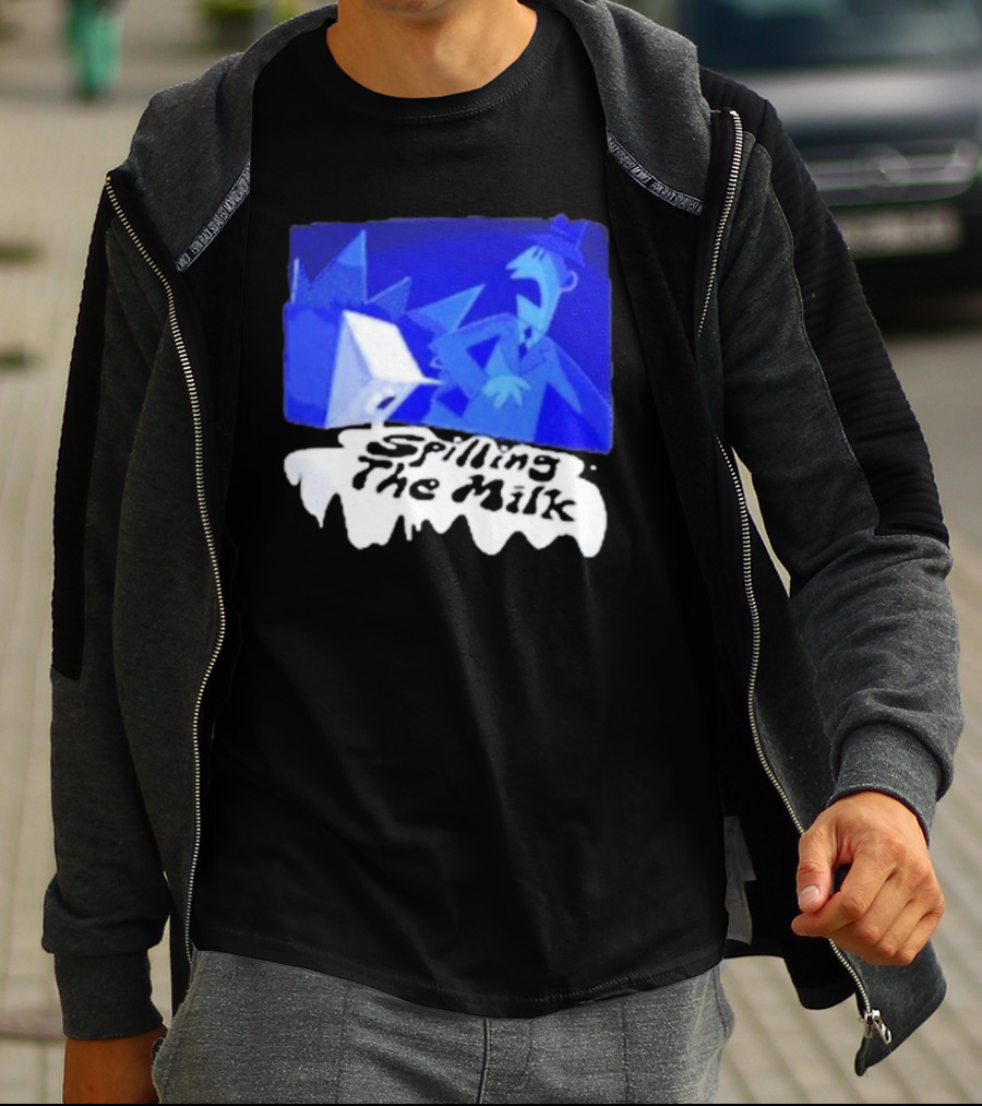 Spilling The Milk Blue Businessman Cartoon T-Shirt